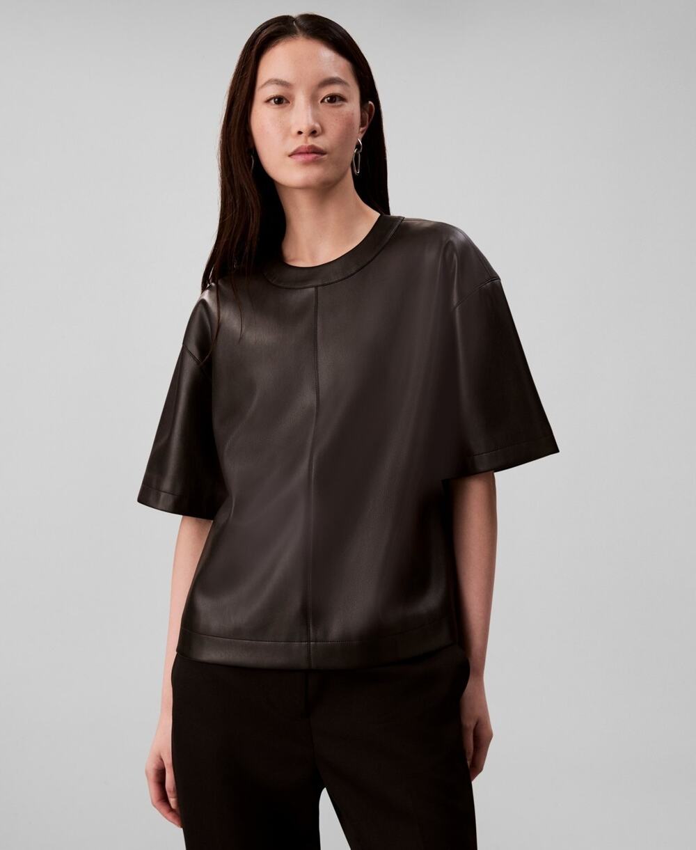 Calvin Klein Women's Crinkled Relaxed Fit Top Black Size M 3685